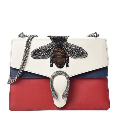 blue dionysus gucci embroider|GUCCI Calfskin Bee Embroidered Medium Dionysus Shoulder Bag White Blue .